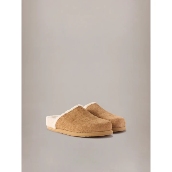 Amiri Shearling Jumbo Clog in Tan, view 2 | Mules | Coveti