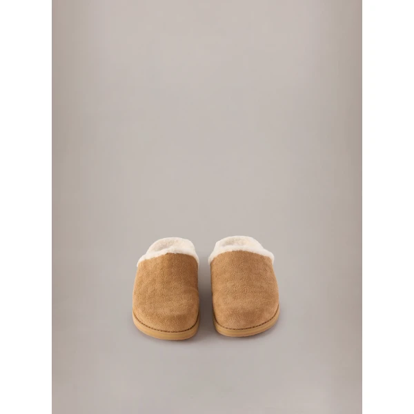 Amiri Shearling Jumbo Clog in Tan, view 3 | Mules | Coveti
