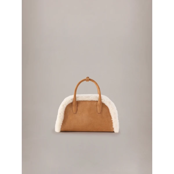 Amiri Shearling MA Bowling Bag in Sand, view 2 | Totes & Top-Handle Bags | Coveti