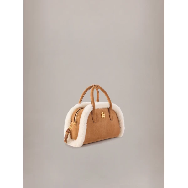 Amiri Shearling MA Bowling Bag in Sand, view 3 | Totes & Top-Handle Bags | Coveti