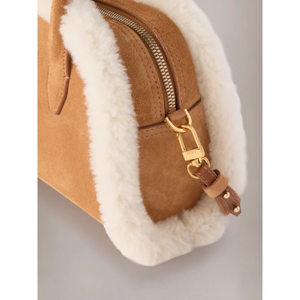 Amiri Shearling MA Bowling Bag in Sand, view 4 | Totes & Top-Handle Bags | Coveti