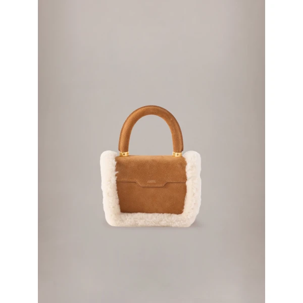 Amiri Shearling Micro MA Bag in Sand, view 2 | Mini Bags | Coveti