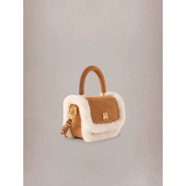 Amiri Shearling Micro MA Bag in Sand, view 3 | Mini Bags | Coveti