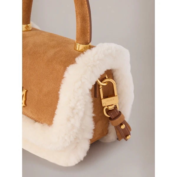 Amiri Shearling Micro MA Bag in Sand, view 4 | Mini Bags | Coveti