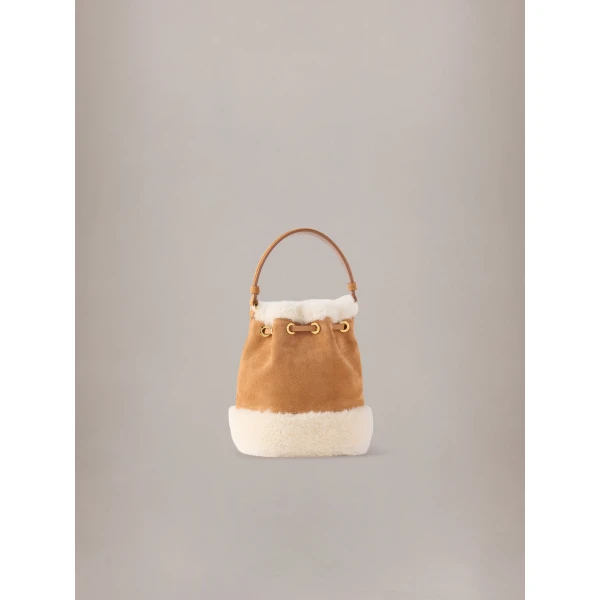 Amiri Shearling Micro MA Bucket Bag in Sand, view 2 | Bucket Bags | Coveti
