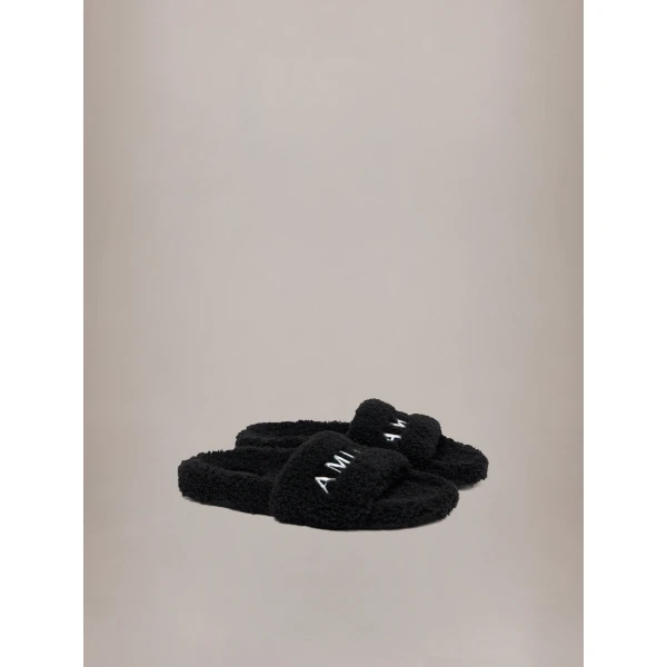 Amiri Shearling Slide in Black, view 2 | Flip Flops & Slides | Coveti
