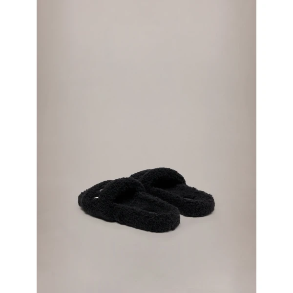 Amiri Shearling Slide in Black, view 4 | Flip Flops & Slides | Coveti