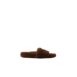 Amiri Shearling Slide in Dark Earth | Flip Flops & Slides | Coveti