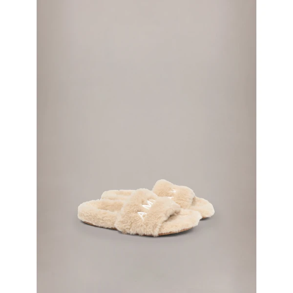 Amiri Shearling Slide in Natural, view 2 | Flip Flops & Slides | Coveti
