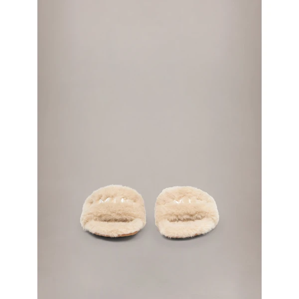 Amiri Shearling Slide in Natural, view 3 | Flip Flops & Slides | Coveti