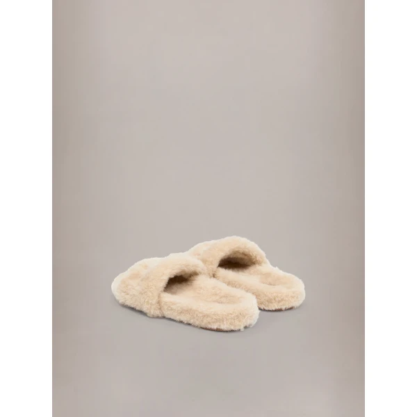 Amiri Shearling Slide in Natural, view 4 | Flip Flops & Slides | Coveti