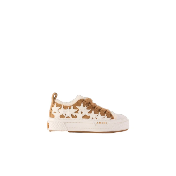 Shearling Stars Court Low Sneakers in Tan