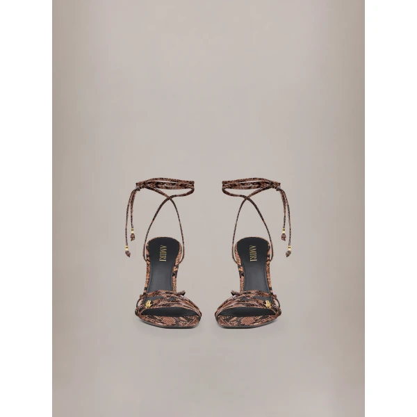 Amiri Snake MA Heeled Sandal in Brown, view 3 | Sandals | Coveti