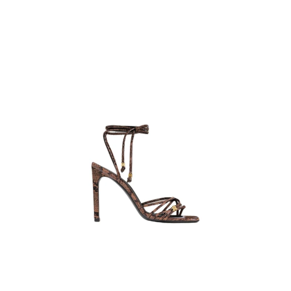 Snake MA Heeled Sandal in Brown