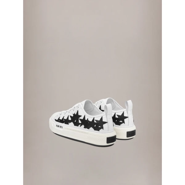 Amiri Stars Court Low Sneakers in White Black, view 4 | Sneakers | Coveti
