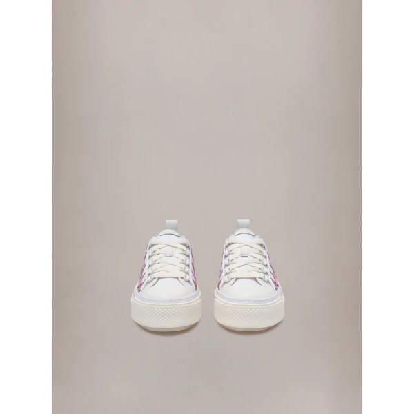 Amiri Stars Court Low Sneakers in White Pink, view 3 | Sneakers | Coveti