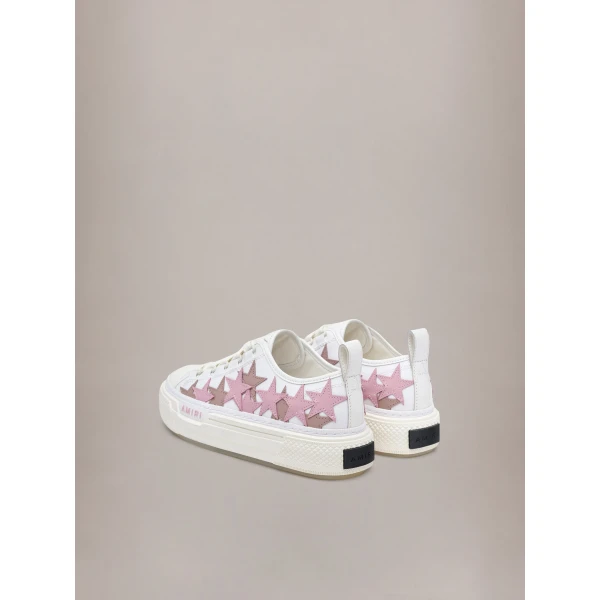 Amiri Stars Court Low Sneakers in White Pink, view 4 | Sneakers | Coveti