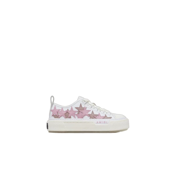 Amiri Stars Court Low Sneakers in White Pink | Sneakers | Coveti
