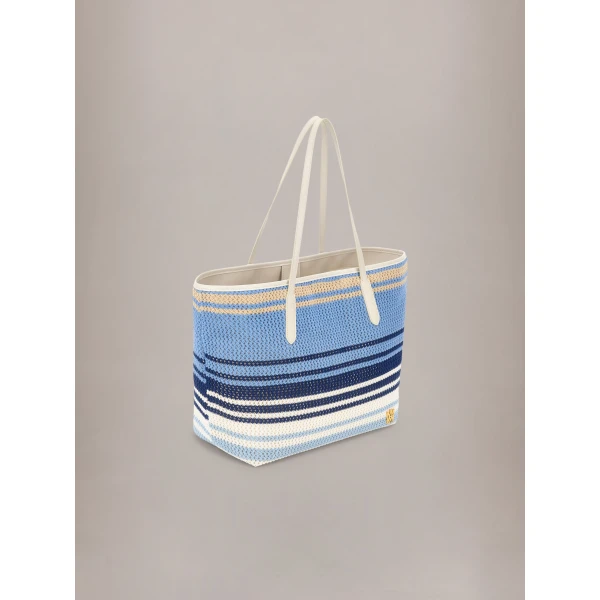 Amiri Striped Canvas Tote in Blue, view 3 | Totes & Top-Handle Bags | Coveti