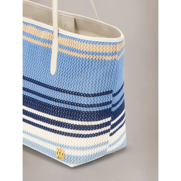 Amiri Striped Canvas Tote in Blue, view 4 | Totes & Top-Handle Bags | Coveti