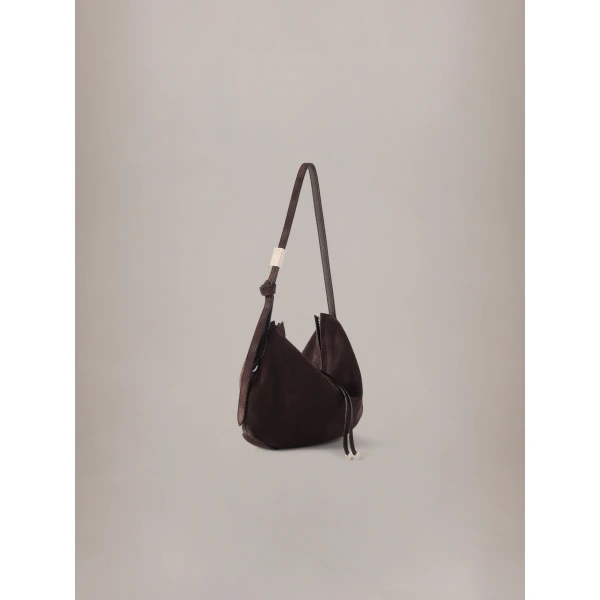 Amiri Suede Baby Biscotto Bag in Dark Brown, view 3 | Shoulder & Crossbody Bags | Coveti