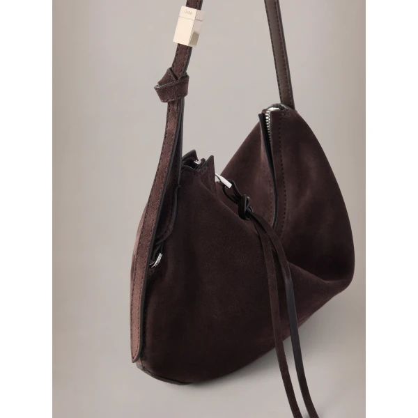 Amiri Suede Baby Biscotto Bag in Dark Brown, view 4 | Shoulder & Crossbody Bags | Coveti