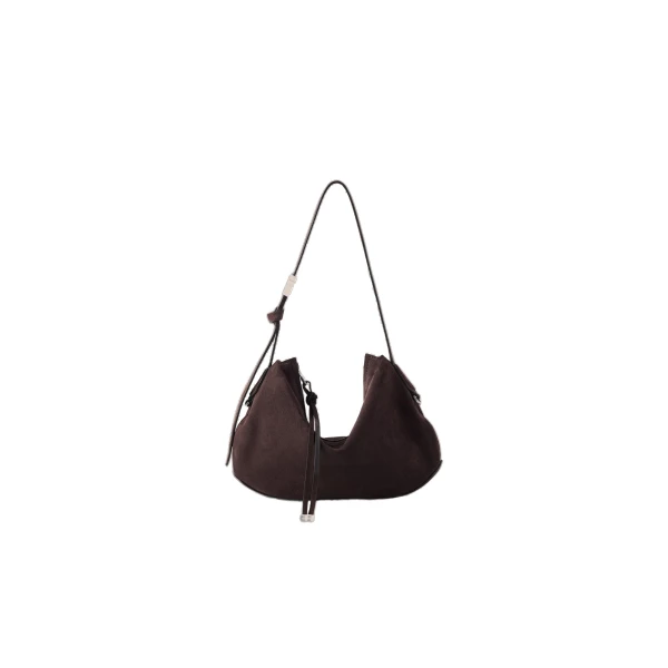 Amiri Suede Baby Biscotto Bag in Dark Brown | Shoulder & Crossbody Bags | Coveti