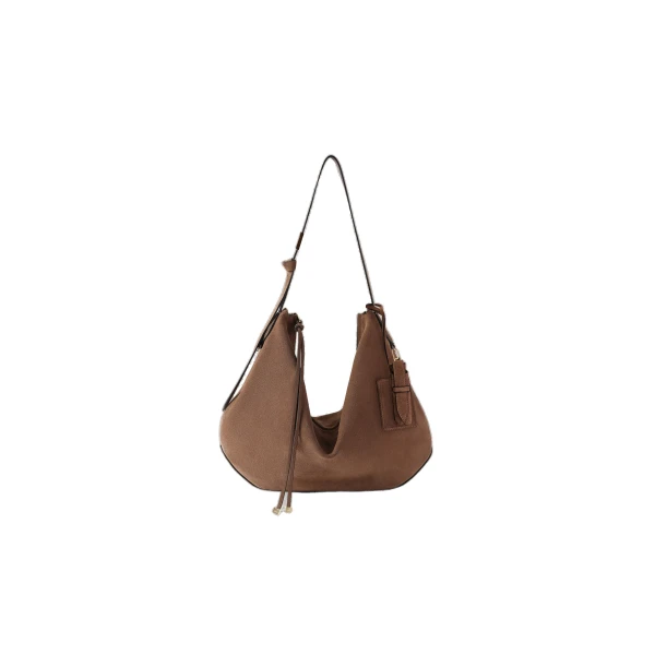 Suede Biscotto Shoulder Bag in Brown