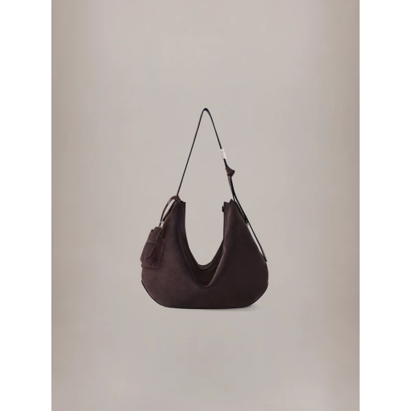 Amiri Suede Biscotto Shoulder Bag in Dark Brown, view 2 | Shoulder & Crossbody Bags | Coveti