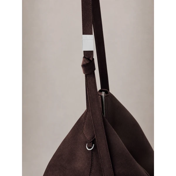 Amiri Suede Biscotto Shoulder Bag in Dark Brown, view 4 | Shoulder & Crossbody Bags | Coveti