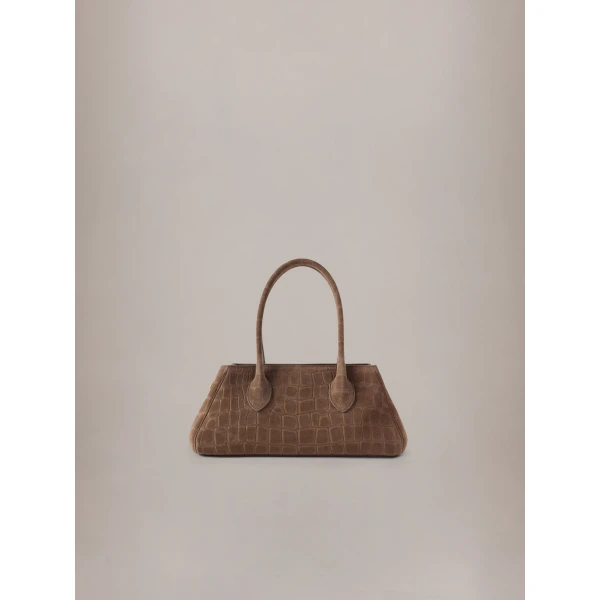 Amiri Suede Croc Honey 40 Shoulder Bag in Dark Brown, view 2 | Shoulder & Crossbody Bags | Coveti