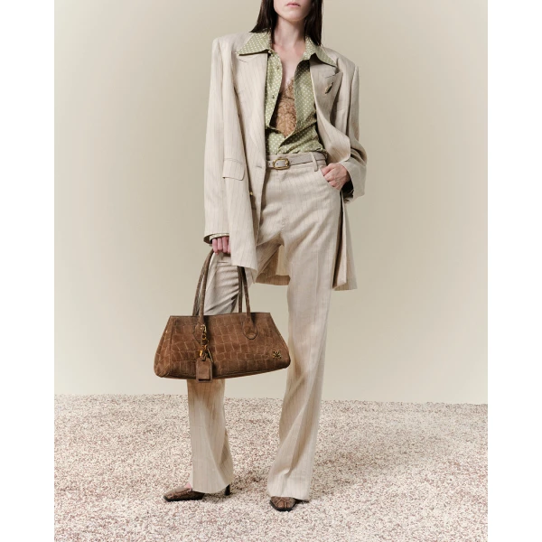 Amiri Suede Croc Honey 40 Shoulder Bag in Dark Brown, view 5 | Shoulder & Crossbody Bags | Coveti