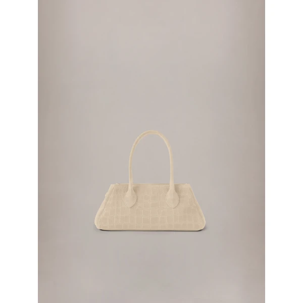 Amiri Suede Croc Honey 40 Shoulder Bag in Taupe, view 2 | Shoulder & Crossbody Bags | Coveti