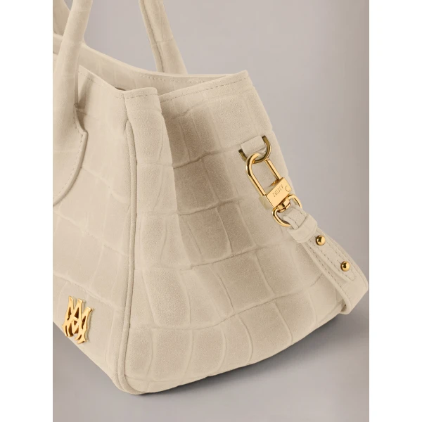 Amiri Suede Croc Honey 40 Shoulder Bag in Taupe, view 4 | Shoulder & Crossbody Bags | Coveti