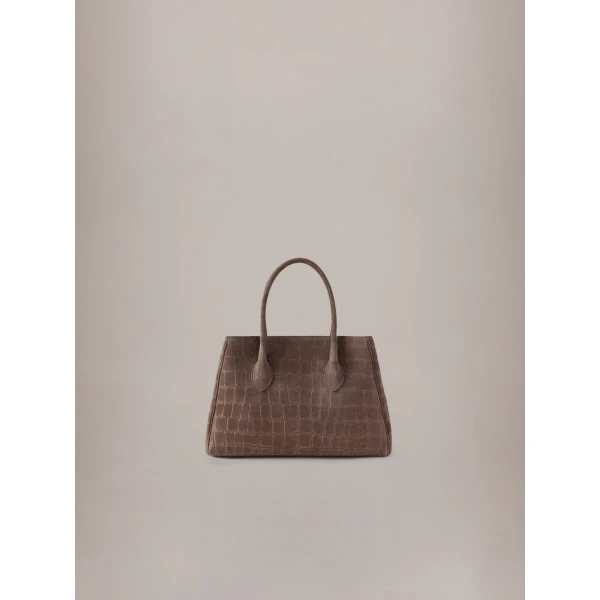 Amiri Suede Croc Honey 40 Tote in Dark Brown, view 2 | Totes & Top-Handle Bags | Coveti
