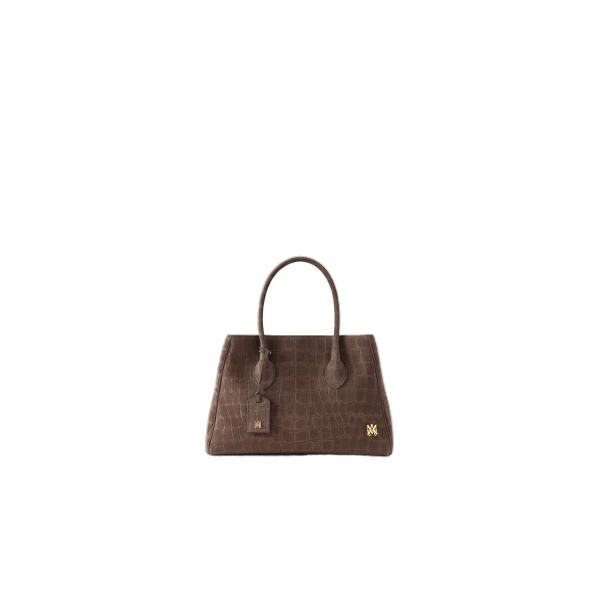 Suede Croc Honey 40 Tote in Dark Brown