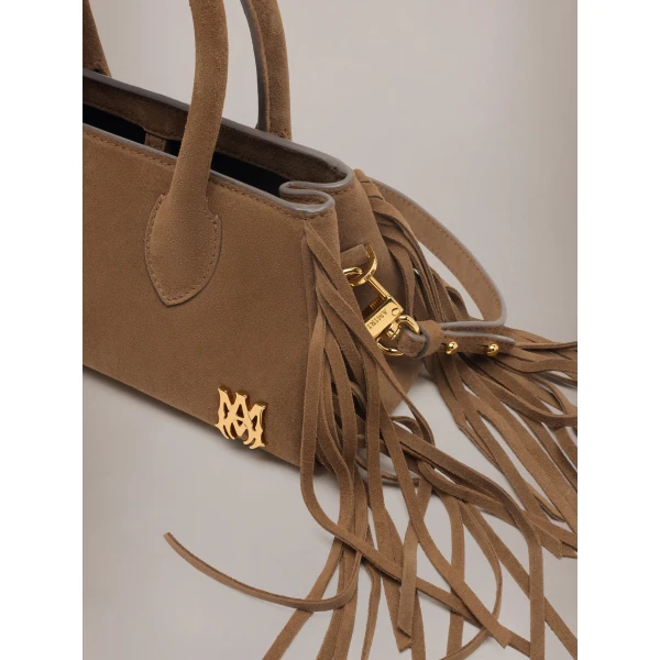 Amiri Suede Fringe Micro Honey Bag in Brown, view 4 | Mini Bags | Coveti