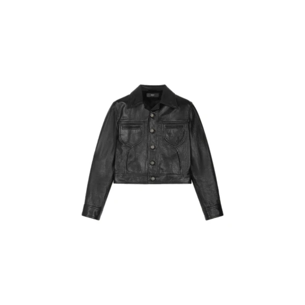 Vintage Cut Leather Jacket in Black