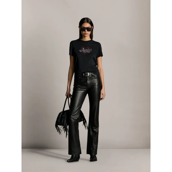 Amiri Vintage Cut Leather Pant in Black, view 2 | Pants | Coveti