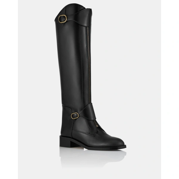 Aquazzura Alex Riding Boot in Black, view 2 | Knee-High Boots
