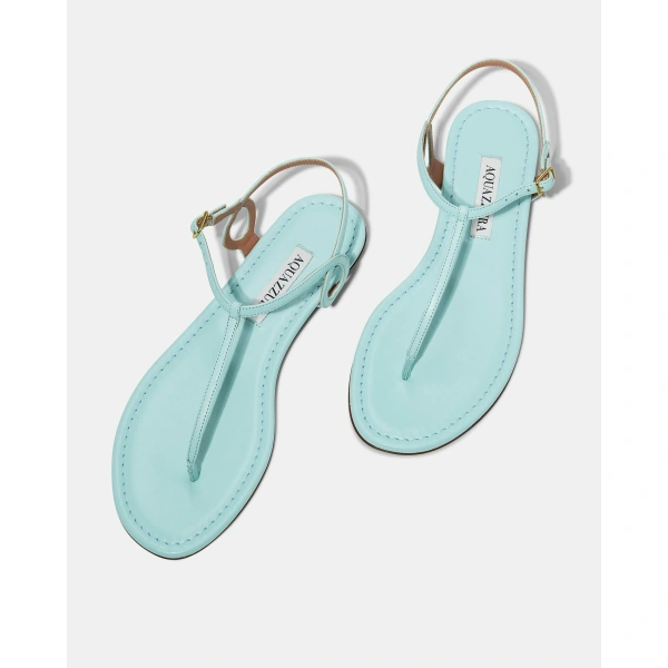 Aquazzura Almost Bare Sandal Flat in Seabreeze, view 3 | Sandals