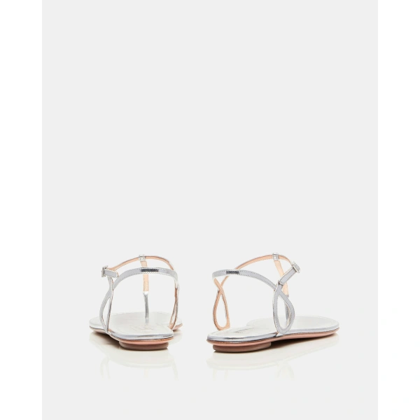 Aquazzura Almost Bare Sandal Flat in Silver, view 4 | Sandals