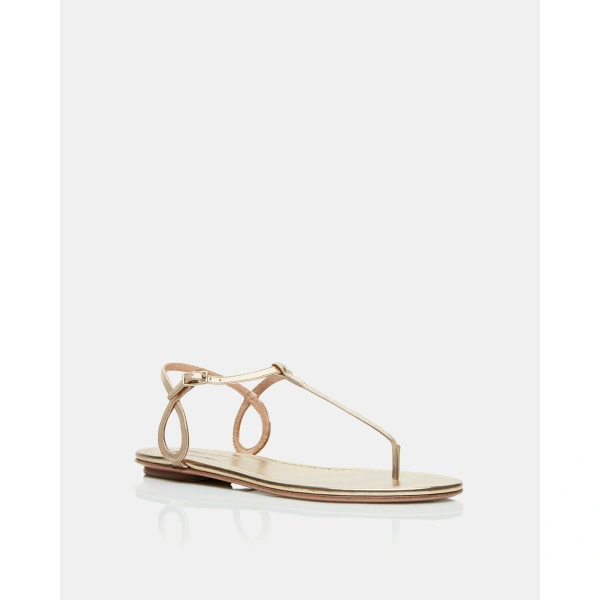 Aquazzura Almost Bare Sandal Flat in Soft Gold, view 2 | Sandals