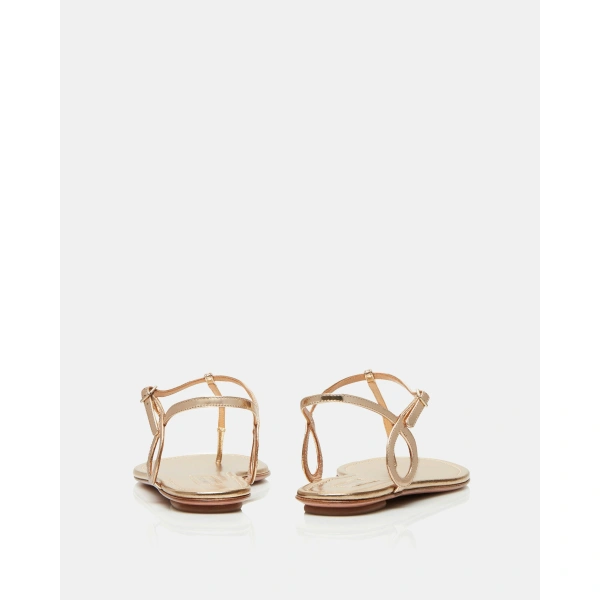 Aquazzura Almost Bare Sandal Flat in Soft Gold, view 4 | Sandals