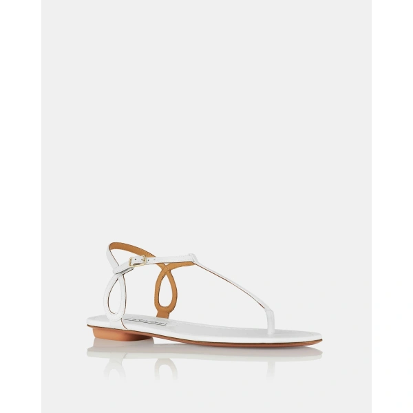 Aquazzura Almost Bare Sandal Flat in White, view 2 | Sandals