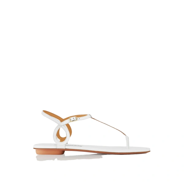 Aquazzura Almost Bare Sandal Flat in White | Sandals