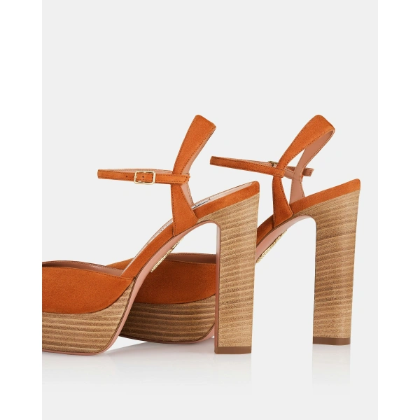 Aquazzura Amira Plateau 110 in Burnt Sienna, view 4 | Platform Heels