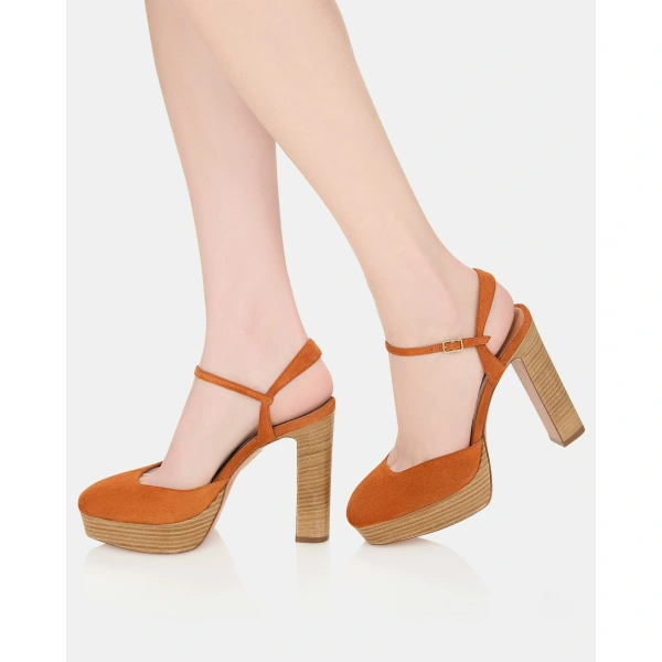 Aquazzura Amira Plateau 110 in Burnt Sienna, view 5 | Platform Heels