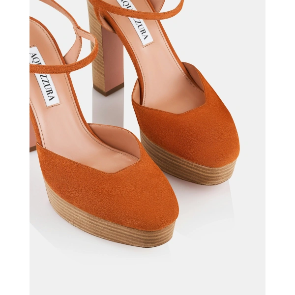 Aquazzura Amira Plateau 110 in Burnt Sienna, view 6 | Platform Heels