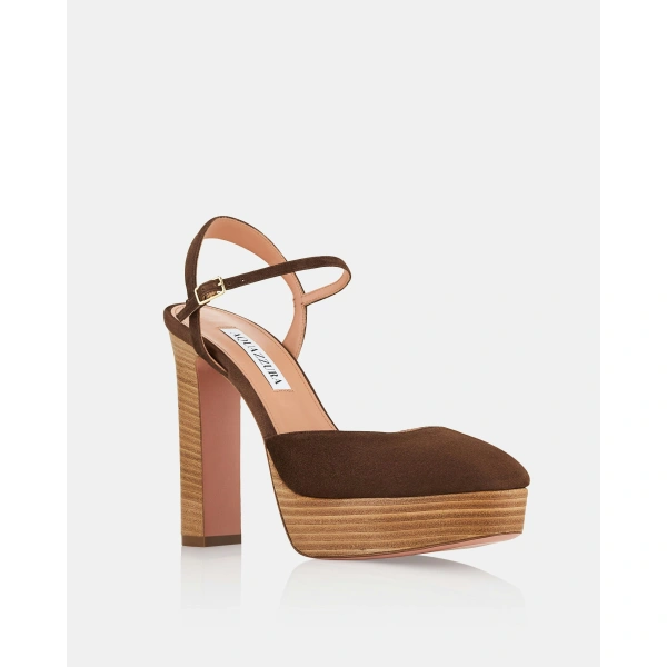Aquazzura Amira Plateau 110 in Espresso, view 2 | Platform Heels